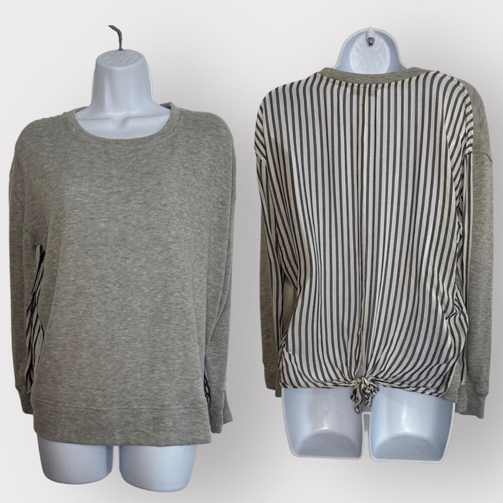 William Rast Size Small Sweater and Blouse Combo, Tie Detail, Crew Neck, Striped